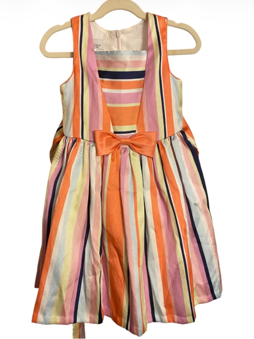 Pippa & Julie Multicolor Stripe Party Dress with Bow Size 5